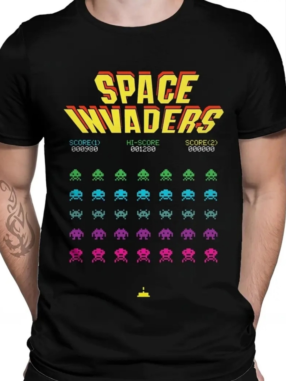 Space Invaders Black Graphic Tee - Picture 4 of 5